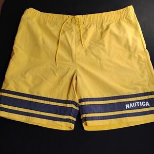 Nautica‎ Swim Trunks Board Shorts Bathing Suit XL Blue Yellow White - Y